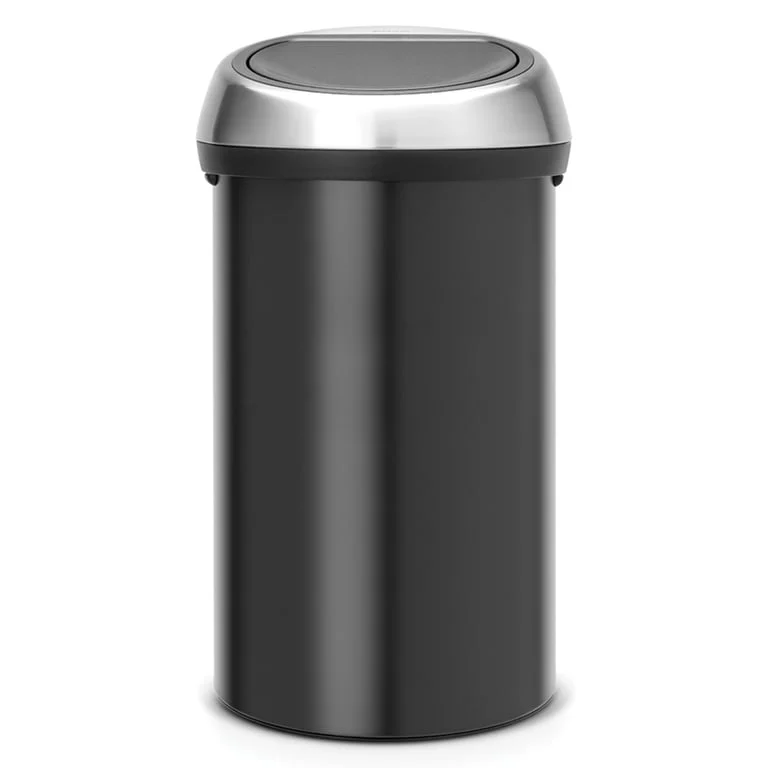 Coș de gunoi Brabantia Touch 60L, Matt Black, capac metalic