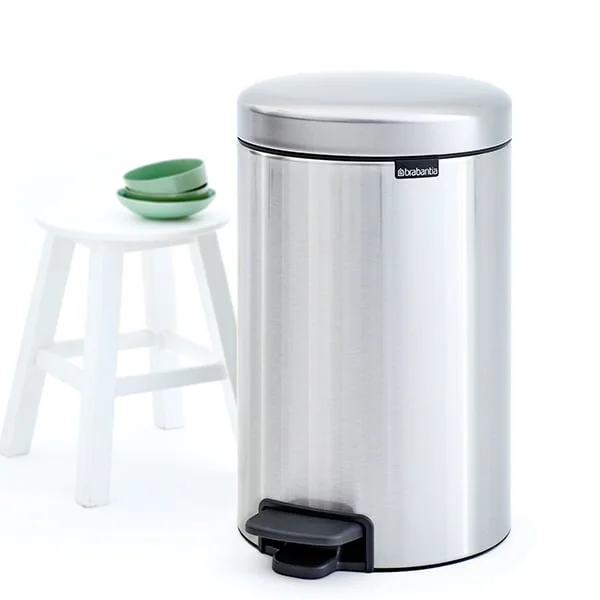 Coș de gunoi cu pedală Brabantia NewIcon 12L, Matt Steel, Fingerprint proof