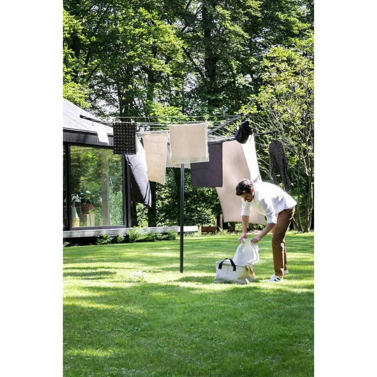 Uscător de rufe exterior Brabantia Topspinner 50m, țepușă metalică de săpat, Antracit