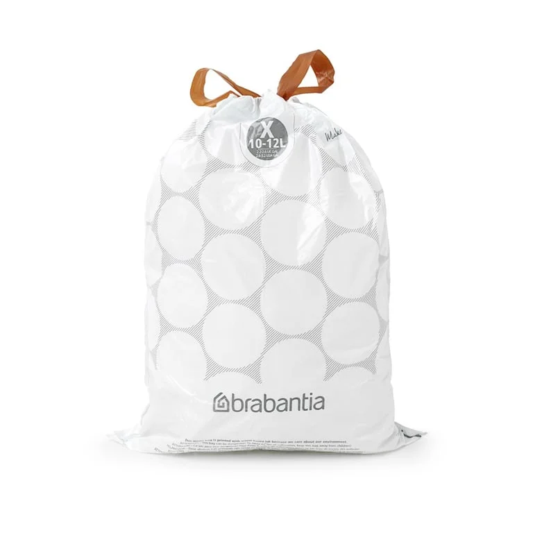 Saci de gunoi cu șnur Brabantia PerfectFit, cod  X (NewIcon/Bo), 10-12L, 20 bucăți, albi