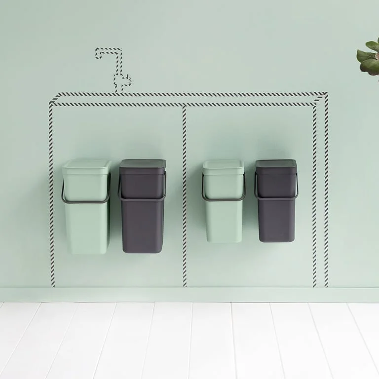 Coș de colectare separată Brabantia Sort&Go 2x16L, Dark Grey & Jade Green