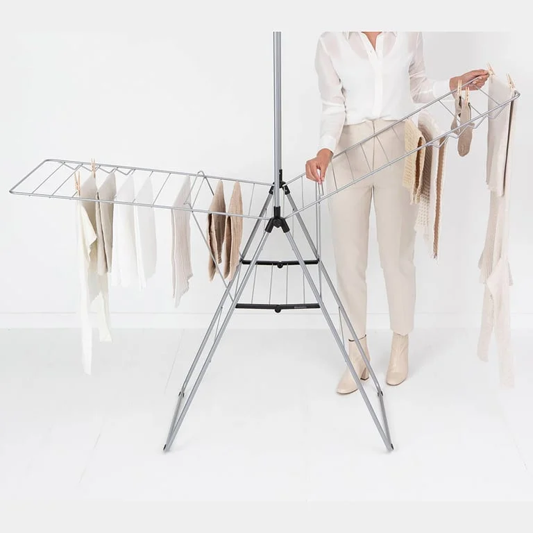 Uscător de rufe Brabantia Hangon, 25m, tijă suplimentară, Metallic Grey