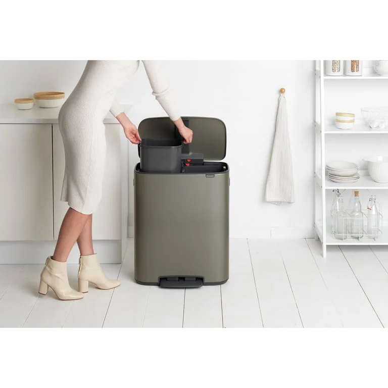 Coș de gunoi Brabantia Bo Pedal 2x30L, Platinum