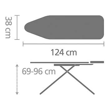 Masă de călcat Brabantia B 124x38cm cu suport pentru fier de călcat, Spring Bubbles