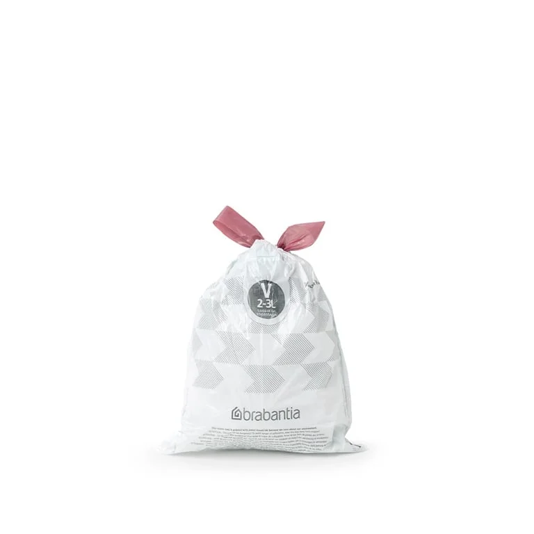 Saci de gunoi cu șnur Brabantia PerfectFit, cod  V (NewIcon), 3L, 20 bucăți, albi