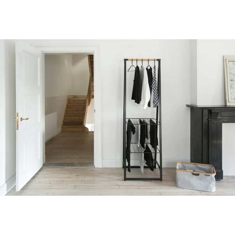 Stativ haine multifuncțional Brabantia Linn Black, compact