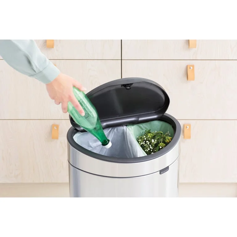 Coș de gunoi Brabantia Touch Recycle 23+10L, Matt Steel, Fingerprint proof