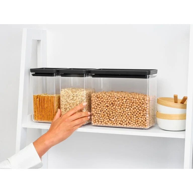 Set cutii de depozitare produse Brabantia Tasty+ Stackablel 2x1.6L+1x3.5L, Dark Grey