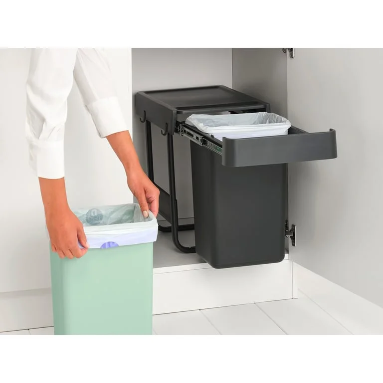 Coș de colectare separată Brabantia Sort&Go 2x15L, Dark Grey & Jade Green