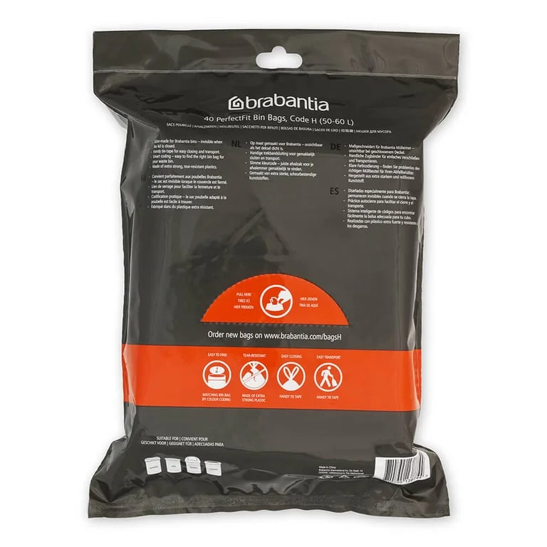 PerfectFit Bags Brabantia Size H, 50-60L, 30 pcs, White N