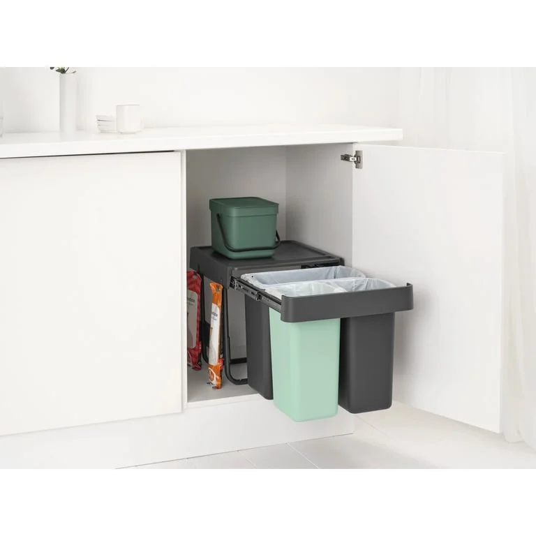 Coș de colectare separată Brabantia Sort&Go 2x10L+20L, Dark Grey & Jade Green