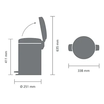 Coș de gunoi cu pedală Brabantia NewIcon 12L, Mineral Concrete Grey