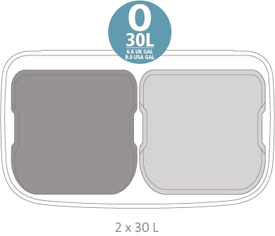 Bo Touch Bin Brabantia, 2 x 30 litre, Plastic Buckets Mineral Concrete Grey
