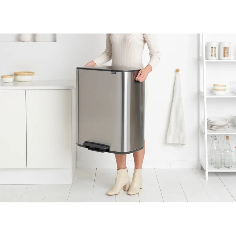 Coș de gunoi Brabantia Bo Pedal 60L, Matt Steel, Fingerprint proof
