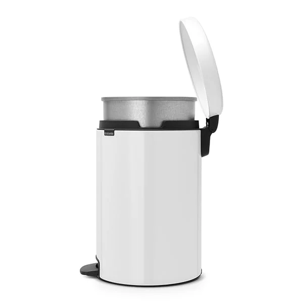 Coș de gunoi cu pedală Brabantia NewIcon 20L, White, găleată interioară metalică