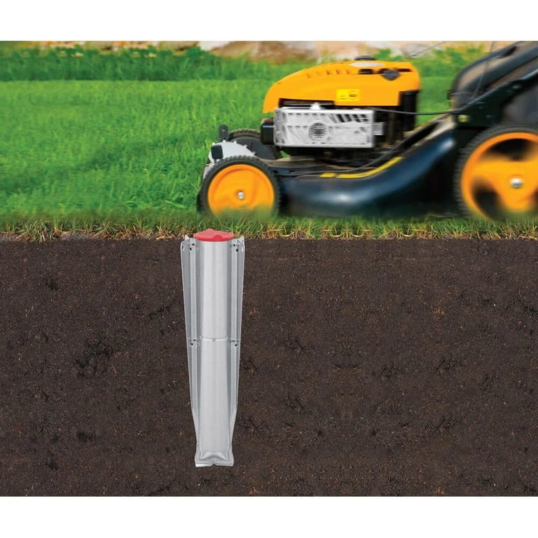 Uscător de rufe exterior Brabantia Topspinner 50m, țepușă metalică de săpat, Metallic Grey
