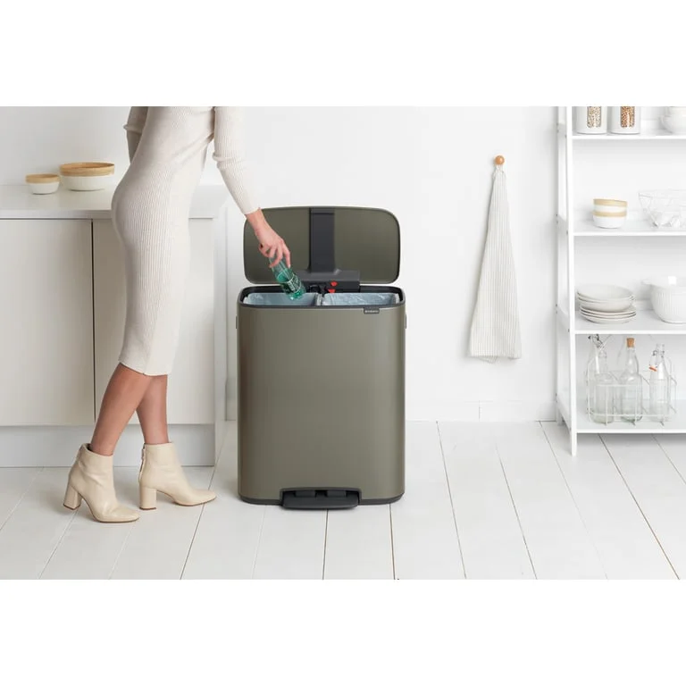 Coș de gunoi Brabantia Bo Pedal 2x30L, Platinum