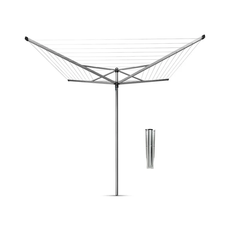 Outdoor Dryer Brabantia Topspinner 50m, Metal Soil Spear, Metallic Grey