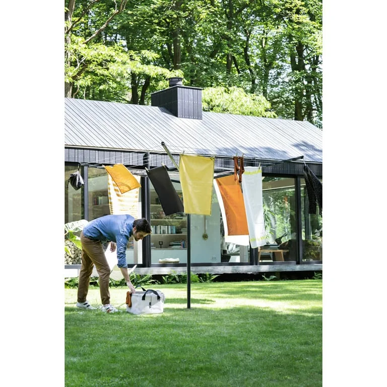 Uscător de rufe exterior Brabantia Lift-O-Matic 50m, țepușă metalică de săpat, Anthracite