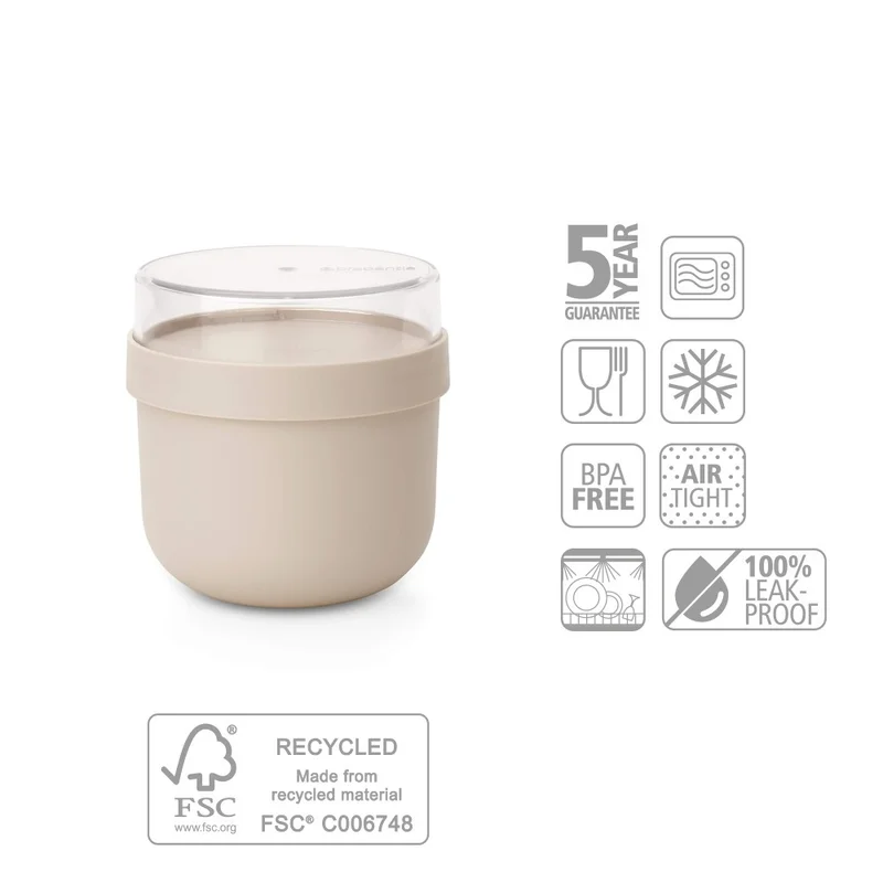 Bol pentru micul dejun Brabantia Make&Take 500ml, Soft Beige