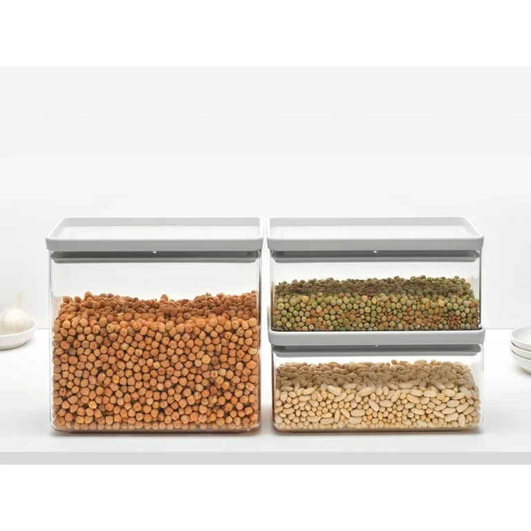 Set cutii de depozitare produse Brabantia Tasty+ Stackablel 2x1.5L+1x3.5L, Light Grey