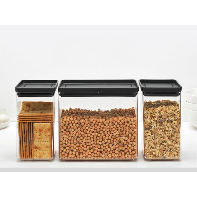 Set cutii de depozitare produse Brabantia Tasty+ Stackablel 2x1.6L+1x3.5L, Dark Grey