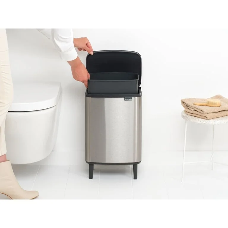 Coș de gunoi Brabantia Bo Small Hi 12L, Matt Steel, Fingerprint proof