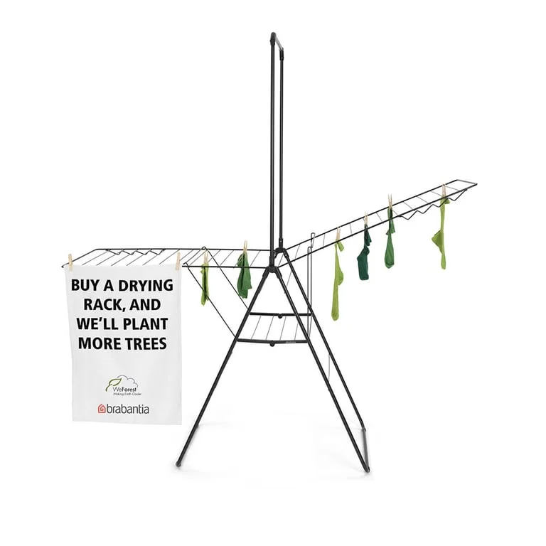 Uscător de rufe Brabantia Hangon, 25m, tijă suplimentară, Matt Black