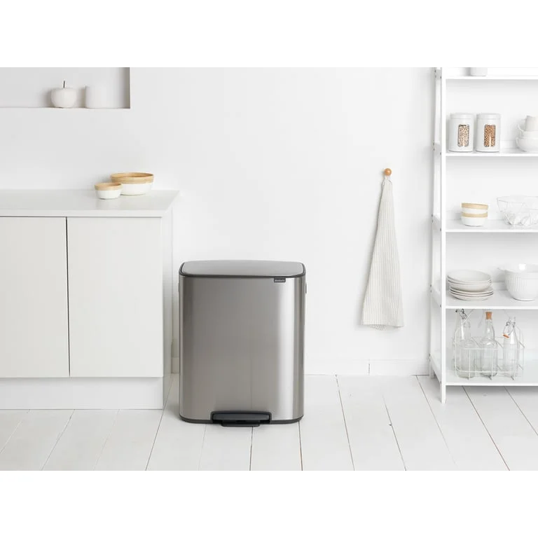 Coș de gunoi Brabantia Bo Pedal 60L, Matt Steel, Fingerprint proof