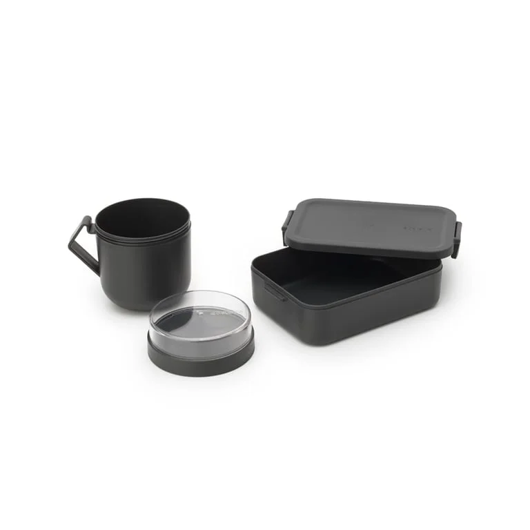 Set pentru prânz Brabantia Make&Take, Dark Grey, 2 bucăți - ceașcă și cutie