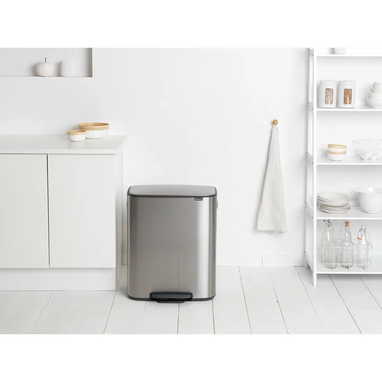 Coș de gunoi Brabantia Bo Pedal 2x30L, Matt Steel, Fingerprint proof