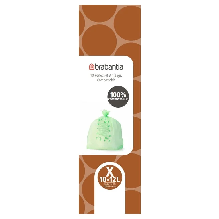 PerfectFit Bags for Pedal Bin Brabantia, Size X, 10-12L, 10pcs, Green