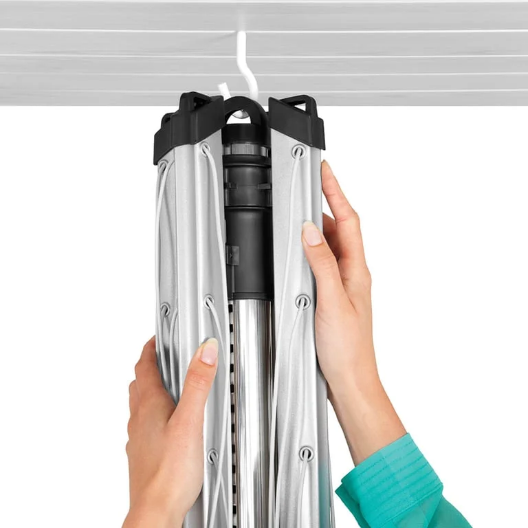 Rotary Brabantia Lift-O-Matic Advance 60m, Metal Soil Spear, Cover and Peg Bag, Metallic Grey