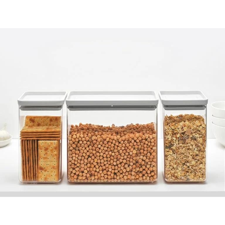 Set cutii de depozitare produse Brabantia Tasty+ Stackablel 2x1.6L+1x3.5L, Light Grey