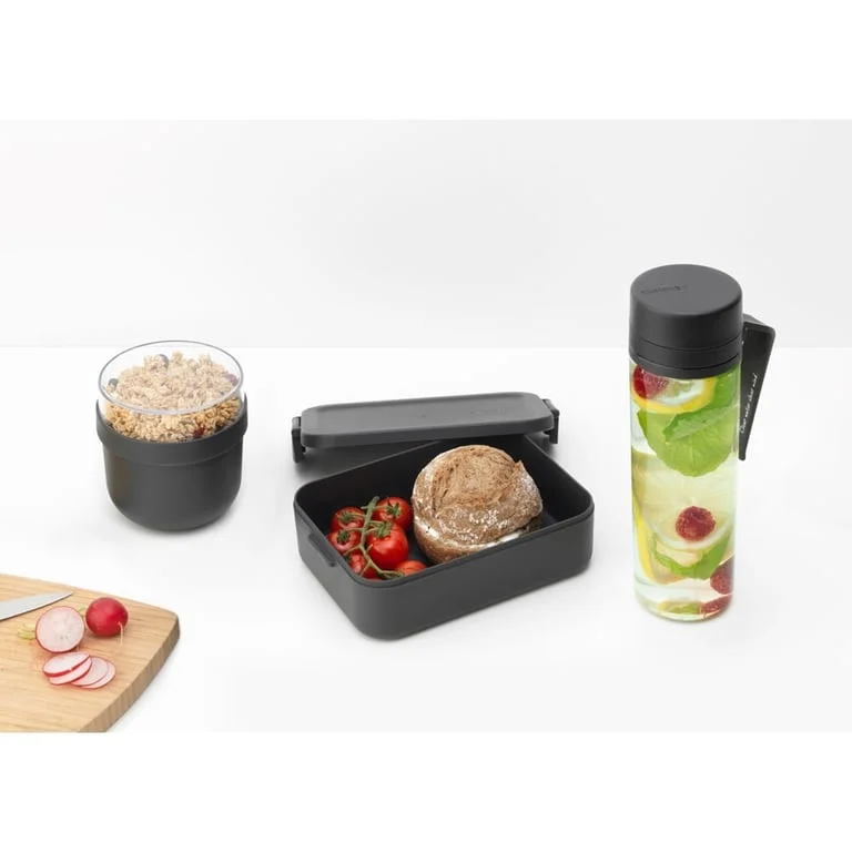 Set pentru micul dejun Brabantia Make&Take, Dark Grey, 3 bucăți - sticlă, castron, cutie