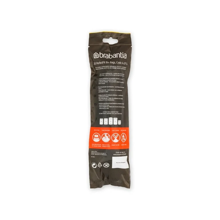 Saci de gunoi cu șnur Brabantia PerfectFit, cod A, 3L, 20 bucăți, rolă, albi