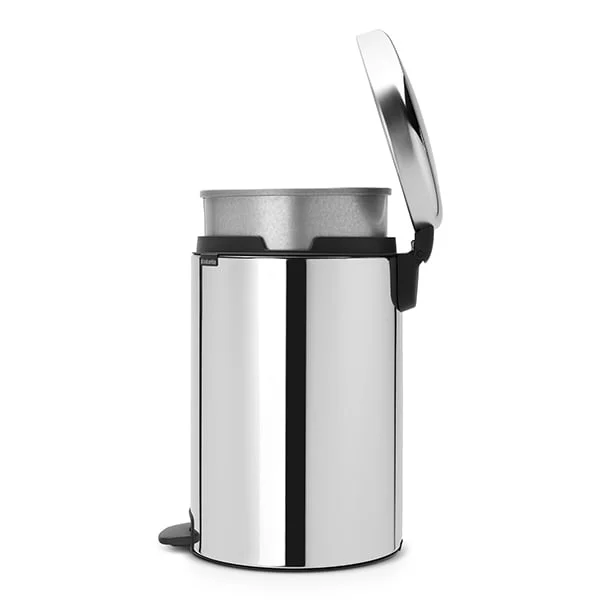 Coș de gunoi cu pedală Brabantia NewIcon 20L, Brilliant Steel, găleată interioară metalică