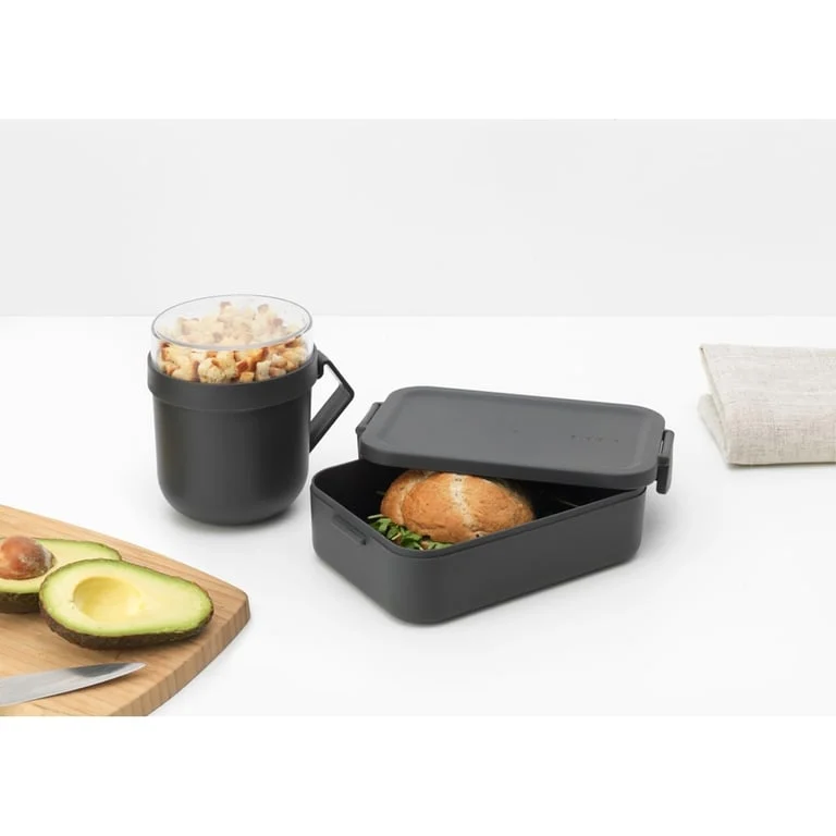 Set pentru prânz Brabantia Make&Take, Dark Grey, 2 bucăți - ceașcă și cutie