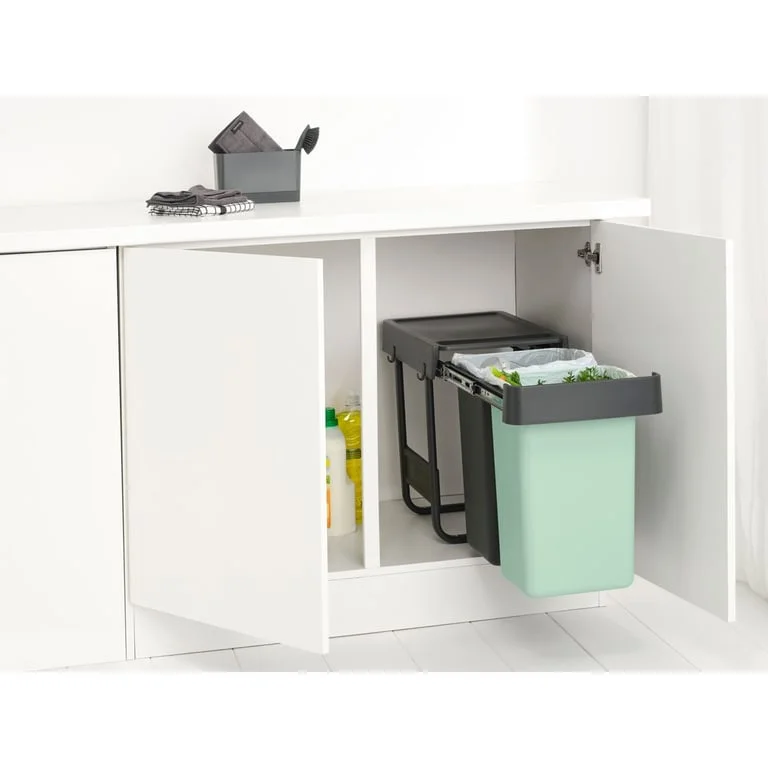 Coș de colectare separată Brabantia Sort&Go 2x15L, Dark Grey & Jade Green