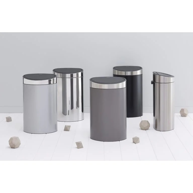 Coș de gunoi Brabantia Touch New 40L, Matt Black, capac metalic