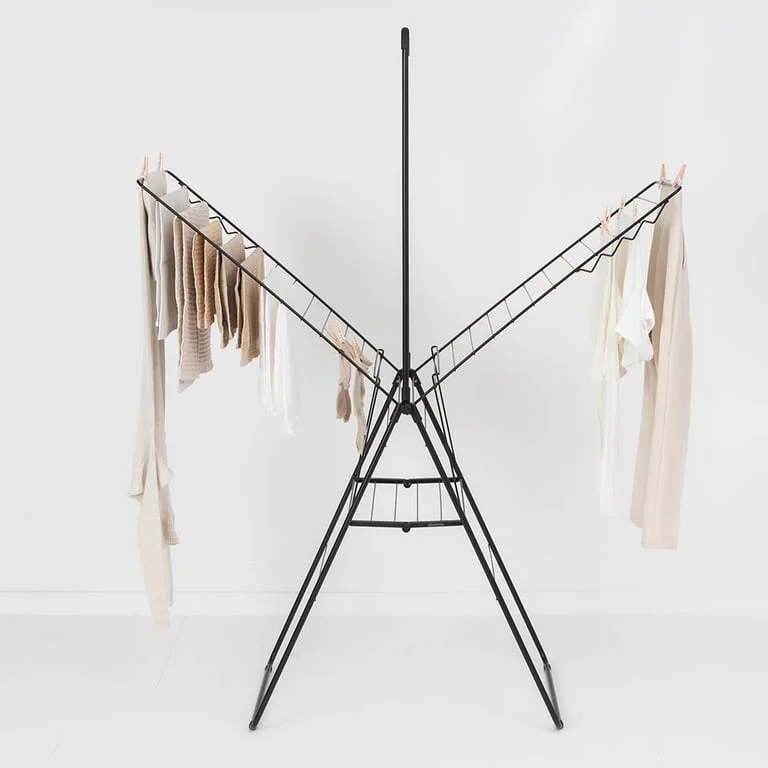 Uscător de rufe Brabantia Hangon, 25m, tijă suplimentară, Matt Black