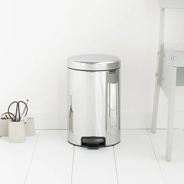Coș de gunoi cu pedală Brabantia NewIcon 12L, Brilliant Steel