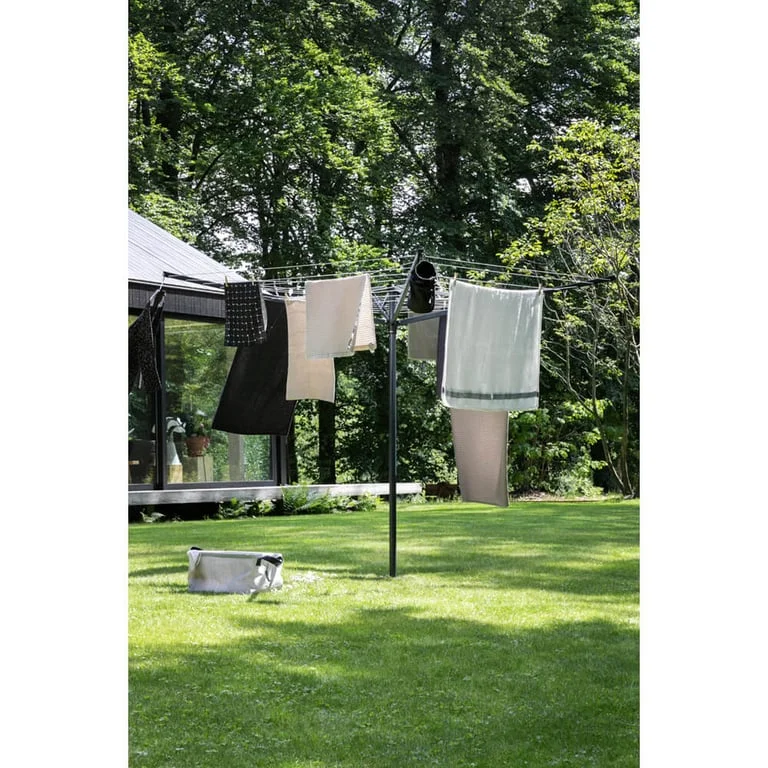 Uscător de rufe exterior Brabantia Topspinner 50m, țepușă metalică de săpat, Antracit