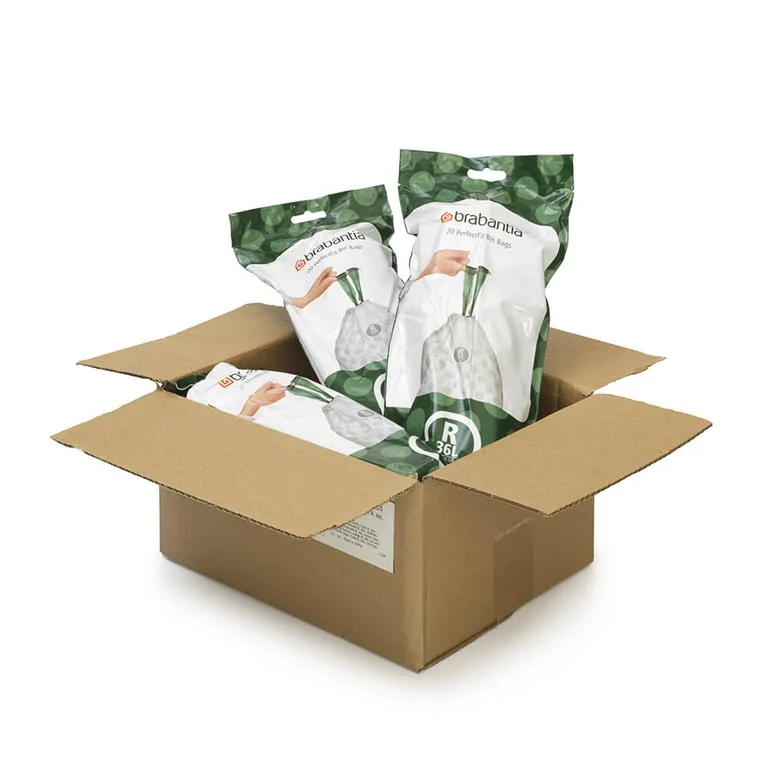 Saci de gunoi cu șnur Brabantia PerfectFit Bo, cod R, 36L, 120 bucăți, cutie