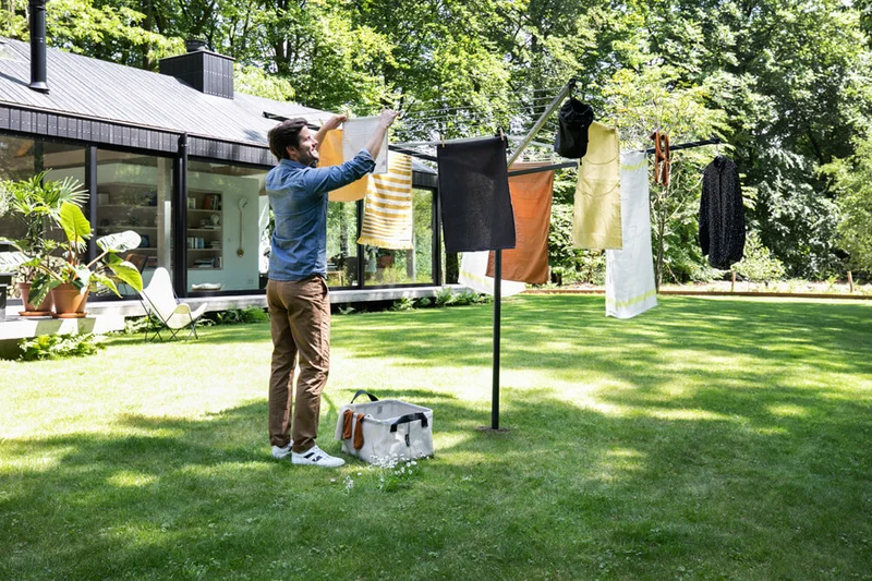 Uscător de rufe exterior Brabantia Lift-O-Matic 50m, țepușă metalică de săpat, Anthracite