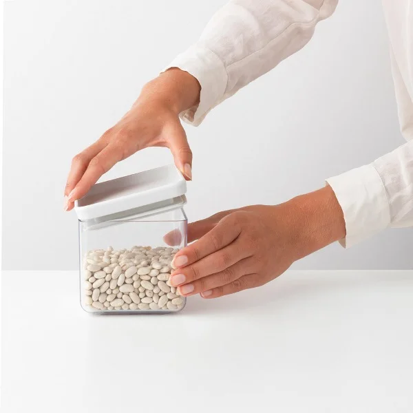 Stackable Square Canister Brabantia 0.7L Tasty+, Light Grey Lid