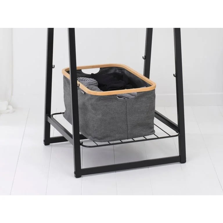 Laundry Basket Brabantia Linn 40L, Pepper Black, Foldable