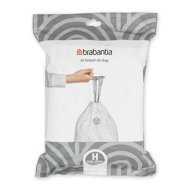 PerfectFit Bags Brabantia Size H, 50-60L, 30 pcs, White N