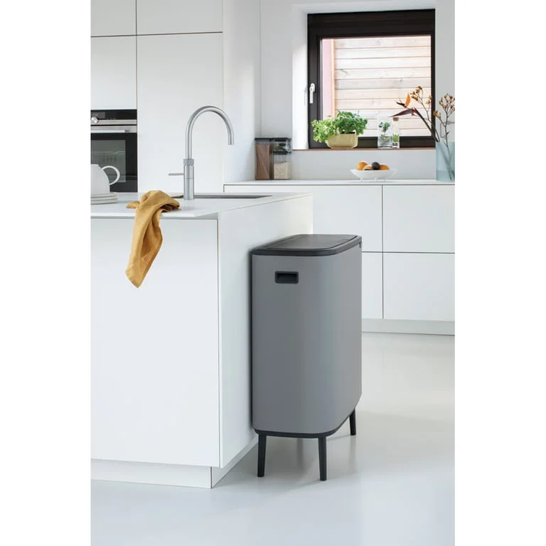 Bo Touch Bin Hi Brabantia, 2 x 30 litre, Plastic Buckets Mineral Concrete Grey
