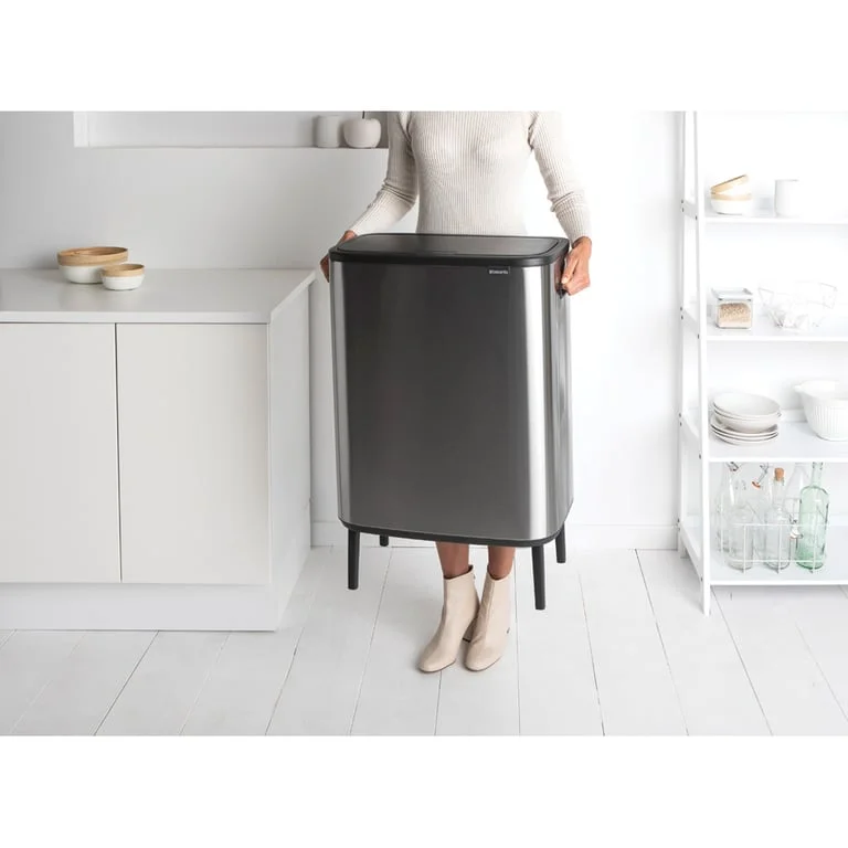 Coș de gunoi Brabantia Bo Touch Hi 60L, Matt Steel, Fingerprint proof